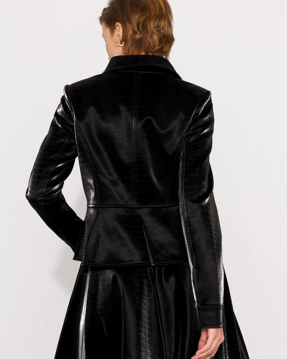 Faux Crocodile Peplum Jacket | White House Black Market